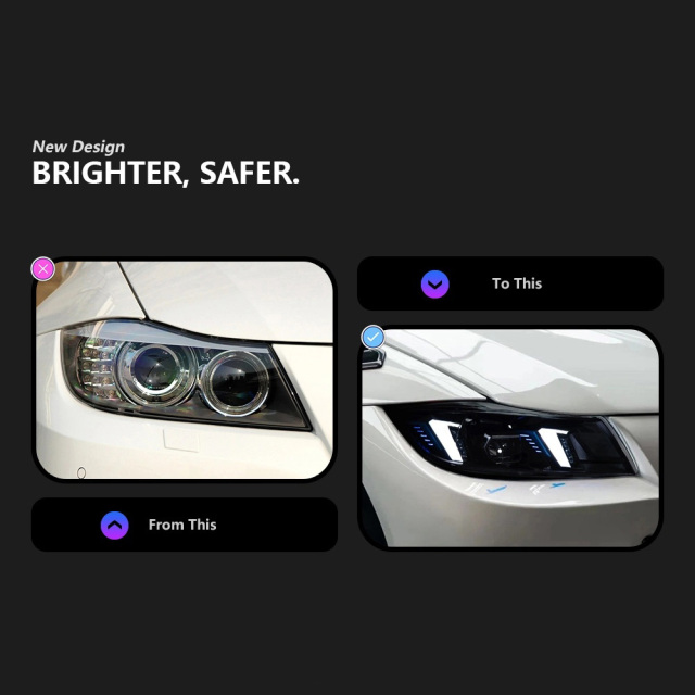 BMW 3 SERIES Car Styling Head Lamp For BMW E90 Headlights 2005-2012 LED Headlight Projector Animation Projector Lens DRL Signal Automotive Accessories