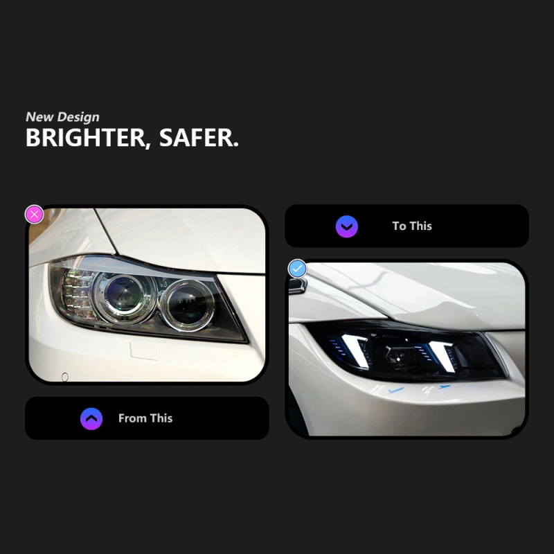 BMW 3 SERIES Car Styling Head Lamp For BMW E90 Headlights 2005-2012 LED Headlight Projector Animation Projector Lens DRL Signal Automotive Accessories