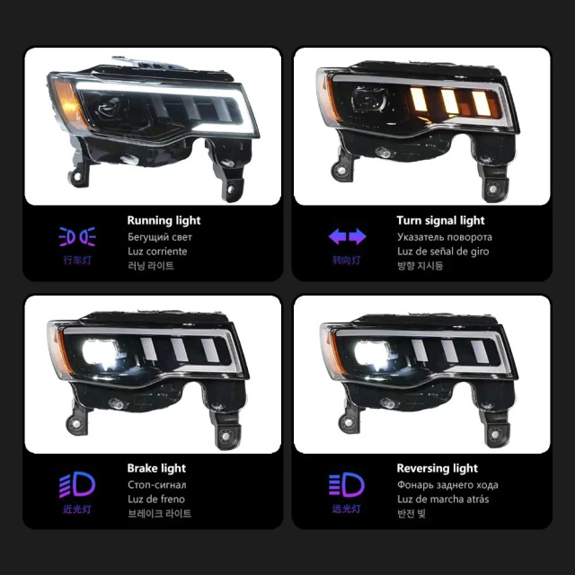 Jeep Grand Cherokee Head Lamp for Grand Cherokee LED Headlight 2014-2021 Headlights Grand Cherokee DRL Turn Signal High Beam Angel Eye Projector