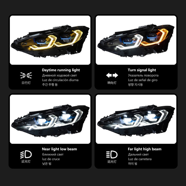 BMW 4 SERIES For BMW 4 Series G22 G23 G26 M4 modified LED laser headlight assembly dual color golden eye