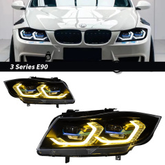 BMW 3 SERIES Suitable for BMW 3 Series E90 modified dual-color golden eye laser lens spoon-shaped headlight assembly