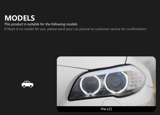 BMW 5 SERIES Suitable for BMW 5 Series F10 headlight modification and upgrade fang style