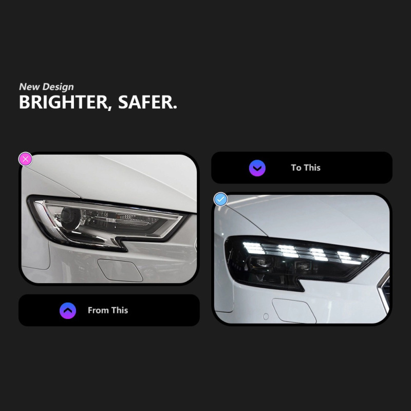 Audi A3 for Suitable for 17-20 Audi A3 Headlight Assembly Low with Elevated with Lens Light