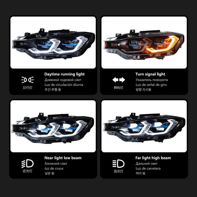 BMW 3 SERIES Suitable for BMW 3 Series F30 modified dual-color golden eye laser headlight spoon lens