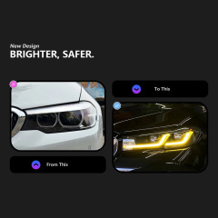 BMW 5 SERIES For BMW G30 Pre LCI Car Headlamp Assembly Modification Upgrade Black Knight