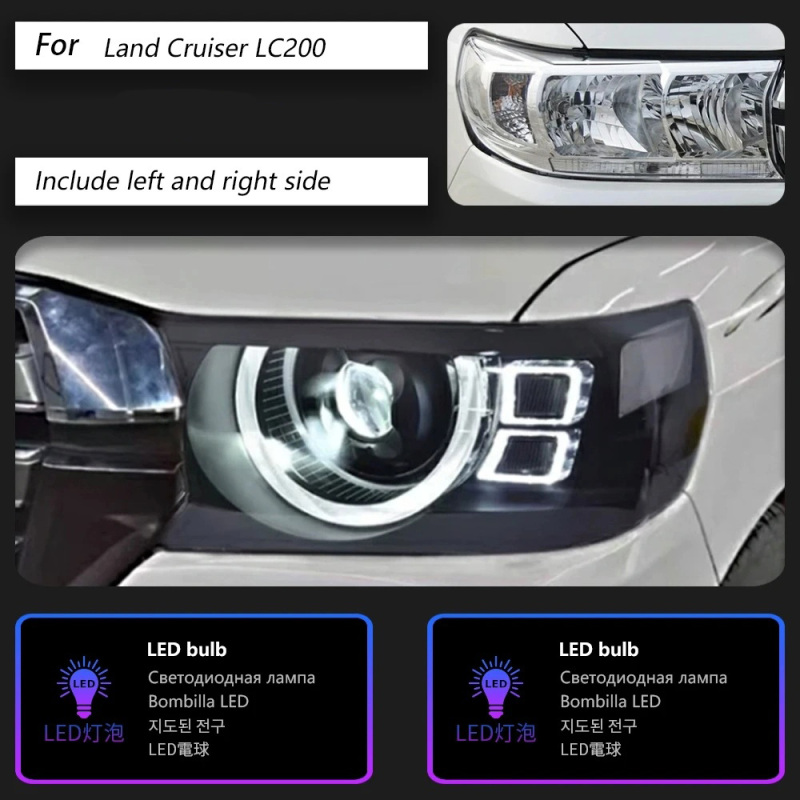 TOYOTA Highlander Car Styling for Toyota Land Cruiser Headlights 2016-2021 LC70-LC90 LED Headlight DRL LED Projector Lens Automotive Accessories