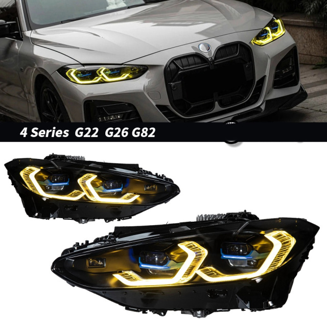 BMW 4 SERIES For BMW 4 Series G22 G23 G26 M4 modified LED laser headlight assembly dual color golden eye