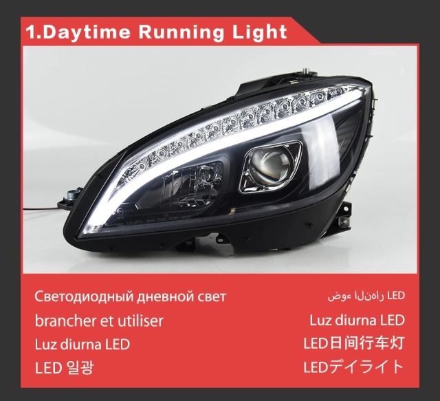 Mercedes-Benz C-CLASS Car Styling Headlights for Benz W204 LED Headlight 2007-2010 Head Lamp DRL Signal Hid Bi Xenon Angel Eyes Projector Lens Auto Accessories