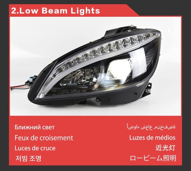 Mercedes-Benz C-CLASS Car Styling Headlights for Benz W204 LED Headlight 2007-2010 Head Lamp DRL Signal Hid Bi Xenon Angel Eyes Projector Lens Auto Accessories