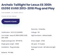 Lexus ES Taillight for Lexus ES 300h ES350 XV60 2013-2018 Plug and Play