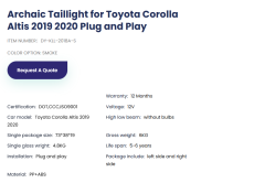 TOYOTA Corolla Taillight for Toyota Corolla Altis 2019 2020 Plug and Play