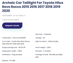 TOYOTA Hilux Car Taillight For Toyota Hilux Revo Rocco 2015 2016 2017 2018 2019 2020