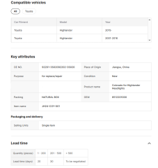 TOYOTA Highlander CARVAL JH24-COY-001 Colorado for Highlander Headlights