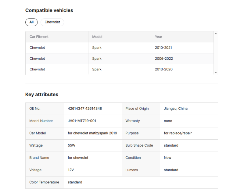 Chevrolet  Spark Carval 42614347 42614348 Car Head Lamp Auto Head Light for chevrolet Spark/Matiz 2019