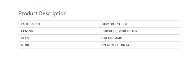 Chevrolet Lacetti Cheap Price Car Auto Accessories Front Head Light Headlamp for Chevy NEW OPTRA 2014 23883039L/23883040R