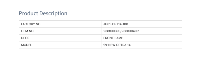 Chevrolet Lacetti Cheap Price Car Auto Accessories Front Head Light Headlamp for Chevy NEW OPTRA 2014 23883039L/23883040R