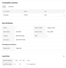Chevrolet  Lacetti CARVAL JH BODY PARTS AUTO LAMPS TAIL LAMP for NEW OPTRA 14 AUTO BUMPERS / JH01-OPT14-005