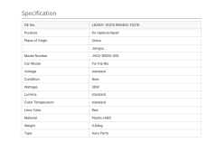 KIA Rio Car Rear Tail Lamp 92401-1G210 92402-1G210 Auto Parts Rear Tail Light for Kia Rio 2005