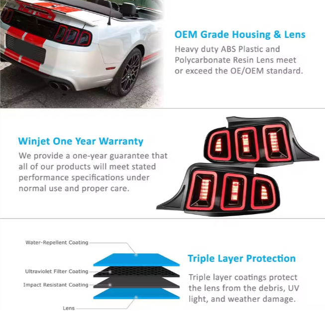 Ford Mustang Winjet Auto Light Full Led Rear Lamp Backup Light TailLights Assembly for 2010 2011 2012 2013 2014 Ford Mustang Tail Lights