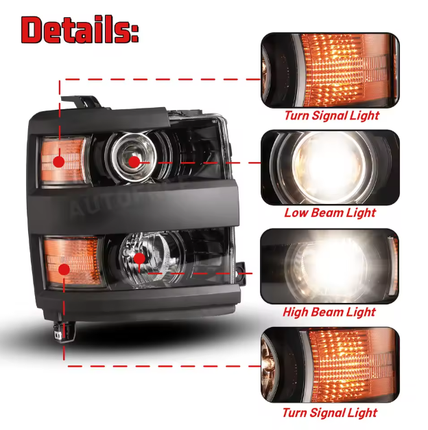 Chevrolet silverado Winjet Factory Auto Lighting Halogen Head Light Front Car Lamp for Chevy Silverado 2015 - 2019 Headlights