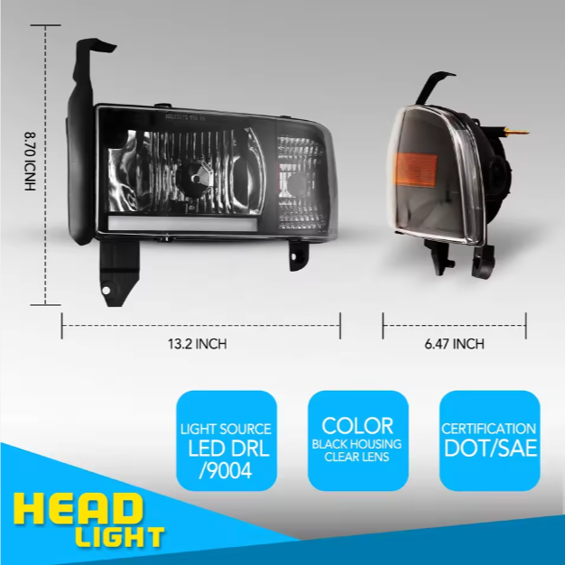 Dodge Ram Winjet Factory Full Led Head Light Car Headlights for Dodge Ram 1500 2500 3500 1994-2001