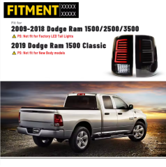 Dodge Ram Winjet Customized Halogen and LED Rear Lamp Tail Lights for Dodge Ram 1500 2500 3500 2009-2018 Taillights 2019 Classic