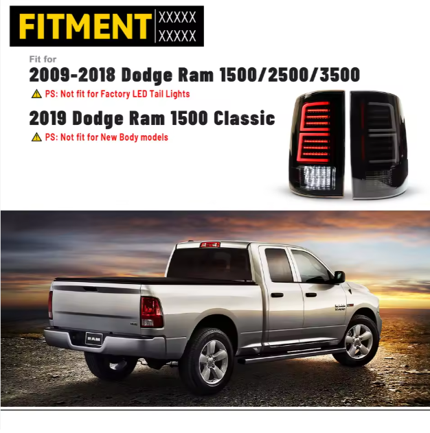 Dodge Ram Winjet Customized Halogen and LED Rear Lamp Tail Lights for Dodge Ram 1500 2500 3500 2009-2018 Taillights 2019 Classic