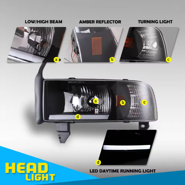 Dodge Ram Winjet Factory Full Led Head Light Car Headlights for Dodge Ram 1500 2500 3500 1994-2001