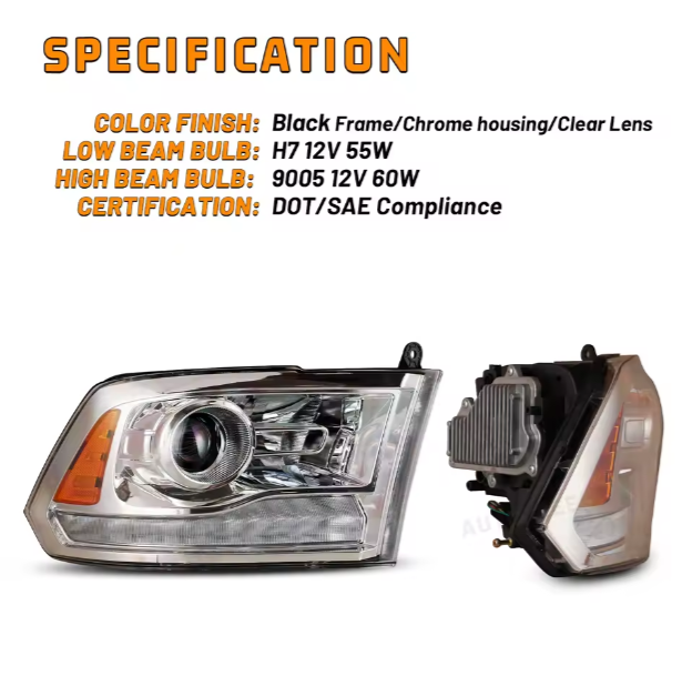 Dodge Ram Winjet Factory Price Custom Easy Installation Auto Lighting Front Headlights Head Light Lamp for Dodge Ram 2009-2018