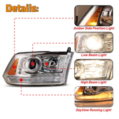 Dodge Ram Winjet Factory Price Custom Easy Installation Auto Lighting Front Headlights Head Light Lamp for Dodge Ram 2009-2018