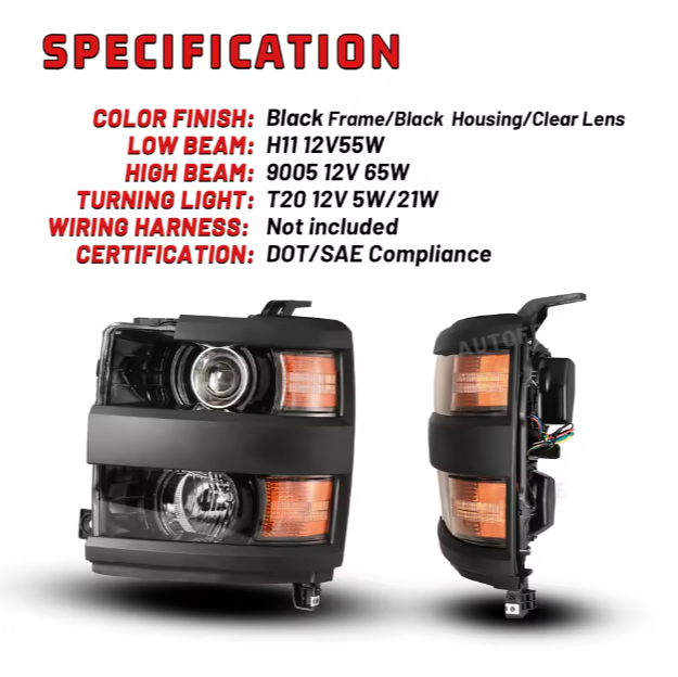 Chevrolet silverado Winjet Factory Auto Lighting Halogen Head Light Front Car Lamp for Chevy Silverado 2015 - 2019 Headlights