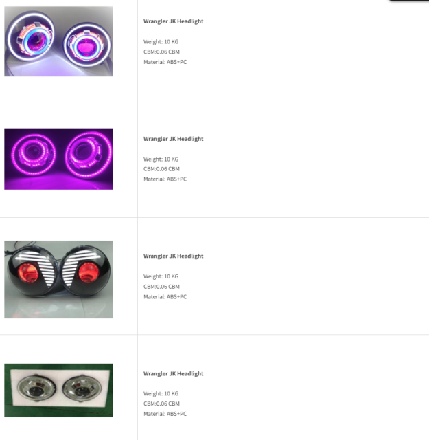 JEEP Wrangler JK Wrangler JL Head lamp Headlight