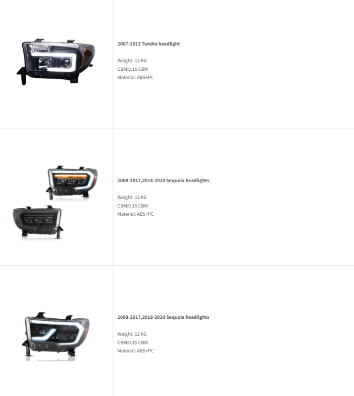 TOYOTA Tundra Sequoia Headlight Head Lamp