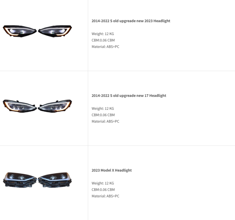Tesla Model X Model Y Model 3 Renew 3 Head lamp Headlights