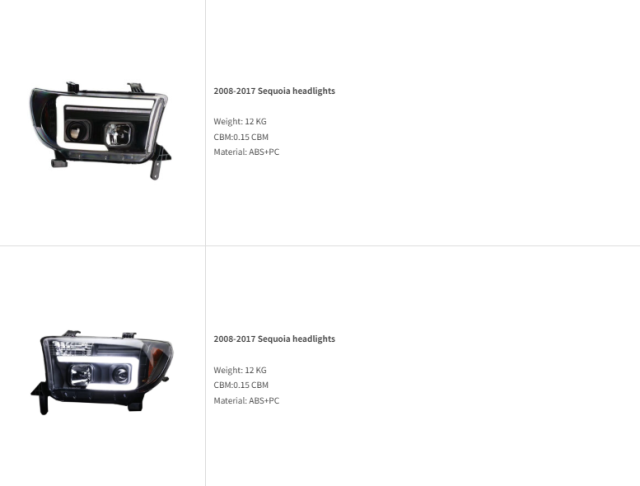 TOYOTA Tundra Sequoia Headlight Head Lamp