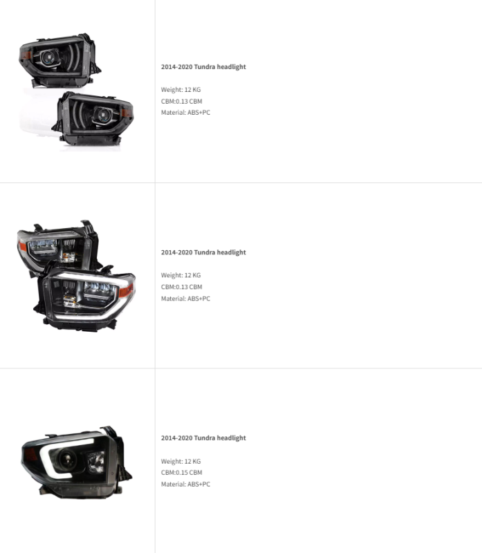 TOYOTA Tundra Sequoia Headlight Head Lamp