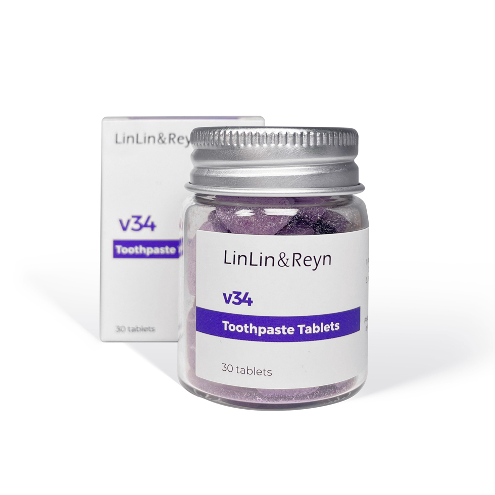 Wholesale 30pcs Vegan Teeth Brightening Toothpaste Tabs Travel Friendly Fresh Breath V34 Purple Toothpaste Tablets