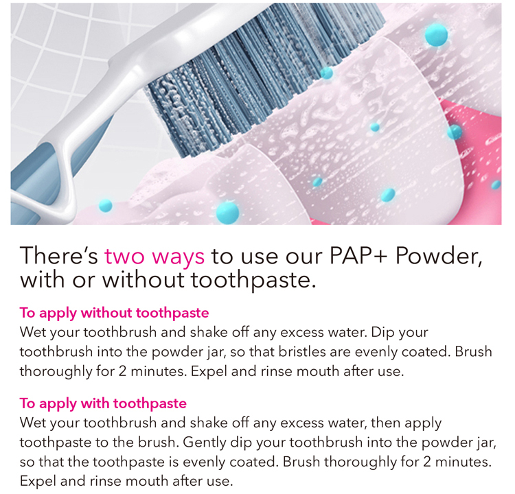 Fresh Breath Care Oral Stain Removing Tooth Powder No Sensitivity Enamel Safe Mint Flavour PAP+ Teeth Whitening Powder