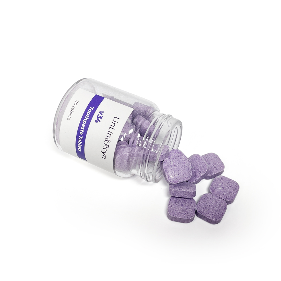 Wholesale 30pcs Vegan Teeth Brightening Toothpaste Tabs Travel Friendly Fresh Breath V34 Purple Toothpaste Tablets