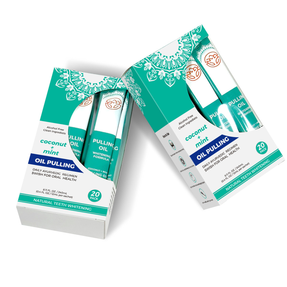 Travel Sachets 7 Essential Oils Vitamins Whitening Mouthwash Fresh Breath Coconut Oil Pulling for Happy Teeth Gums