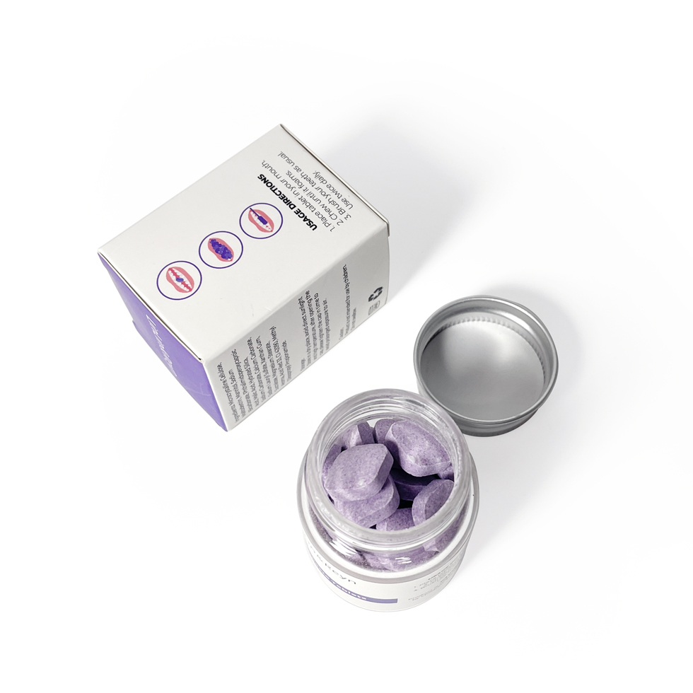 Wholesale 30pcs Vegan Teeth Brightening Toothpaste Tabs Travel Friendly Fresh Breath V34 Purple Toothpaste Tablets