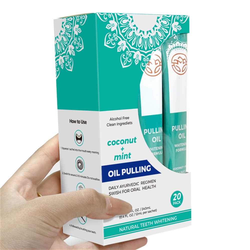 Travel Sachets 7 Essential Oils Vitamins Whitening Mouthwash Fresh Breath Coconut Oil Pulling for Happy Teeth Gums