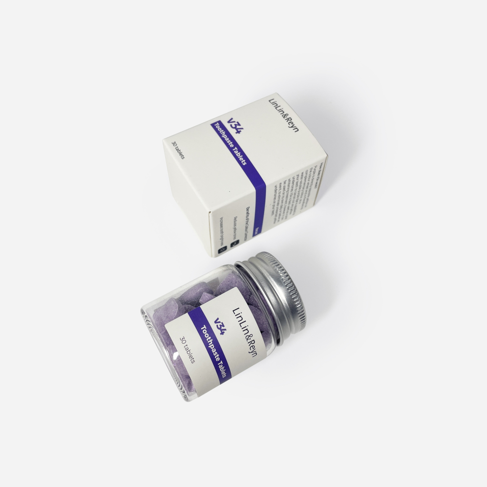Wholesale 30pcs Vegan Teeth Brightening Toothpaste Tabs Travel Friendly Fresh Breath V34 Purple Toothpaste Tablets