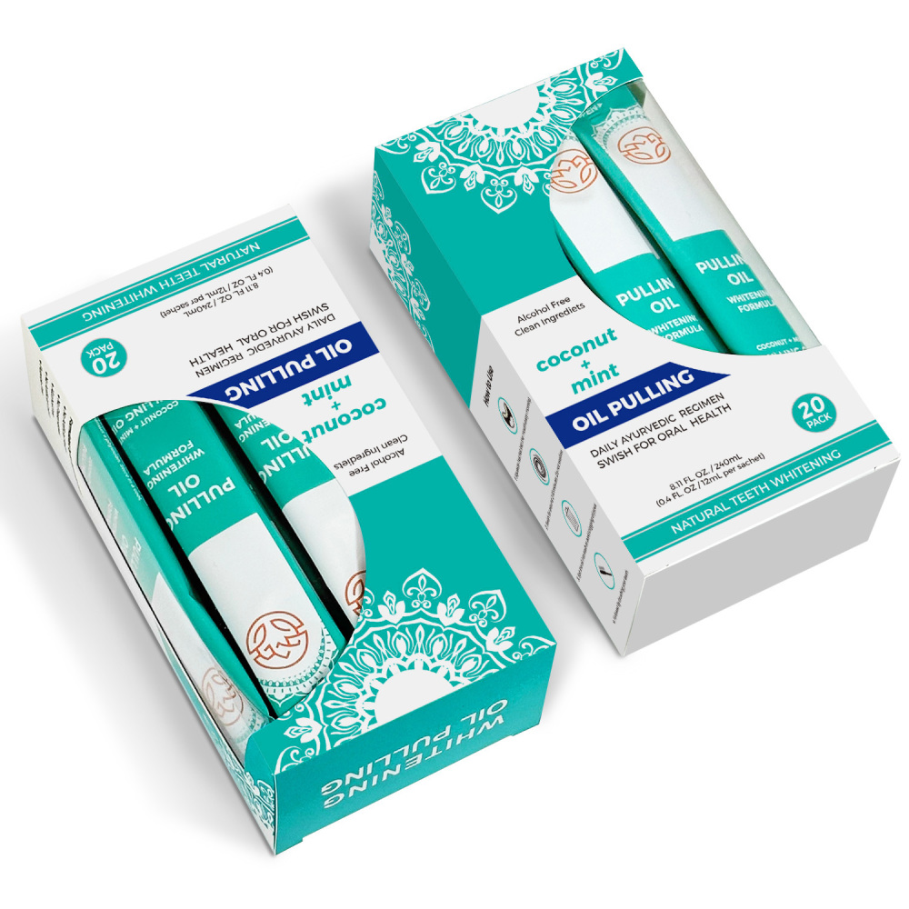 Travel Sachets 7 Essential Oils Vitamins Whitening Mouthwash Fresh Breath Coconut Oil Pulling for Happy Teeth Gums