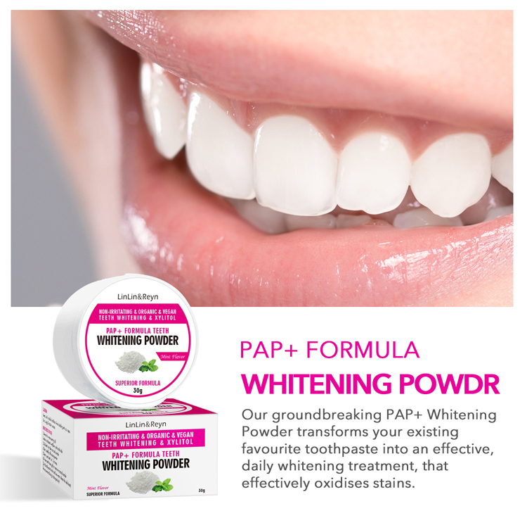 Fresh Breath Care Oral Stain Removing Tooth Powder No Sensitivity Enamel Safe Mint Flavour PAP+ Teeth Whitening Powder