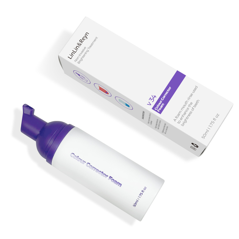 Instant Teeth Brightening V34 Colour Correcting Purple Foam Toothpaste