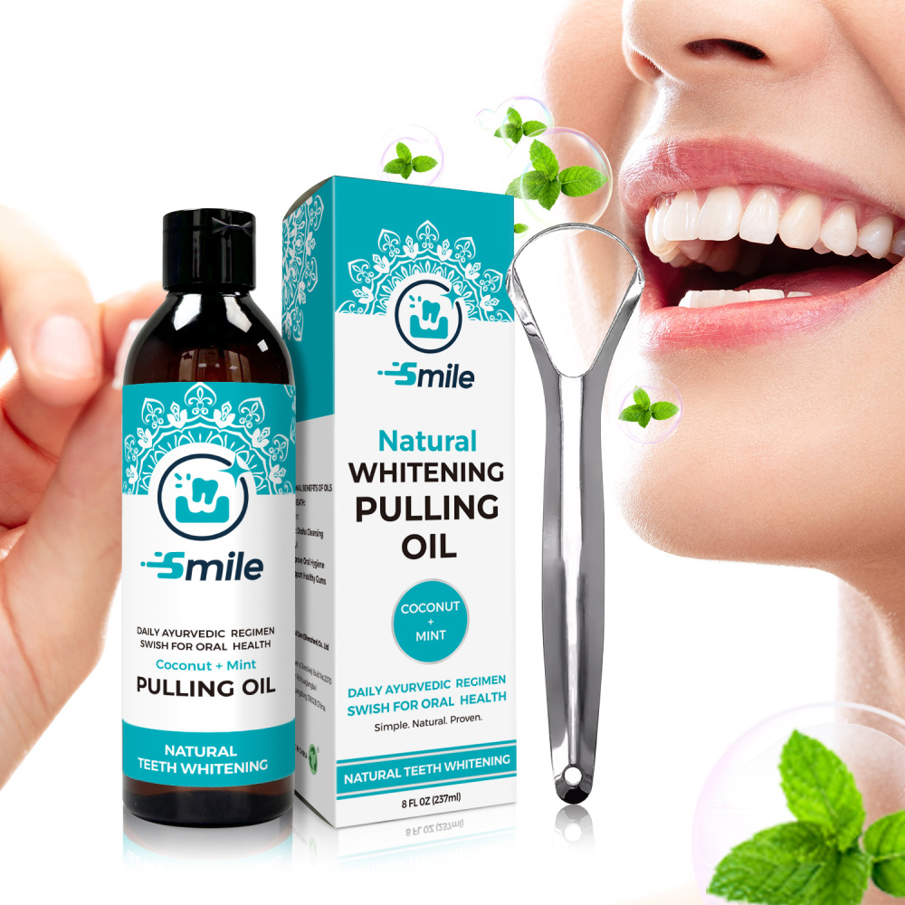 Vitamins Whitening Mouthwash Fresh Breath Coconut Oil Pulling for Happy Teeth Gums 8FL OZ(237ml）