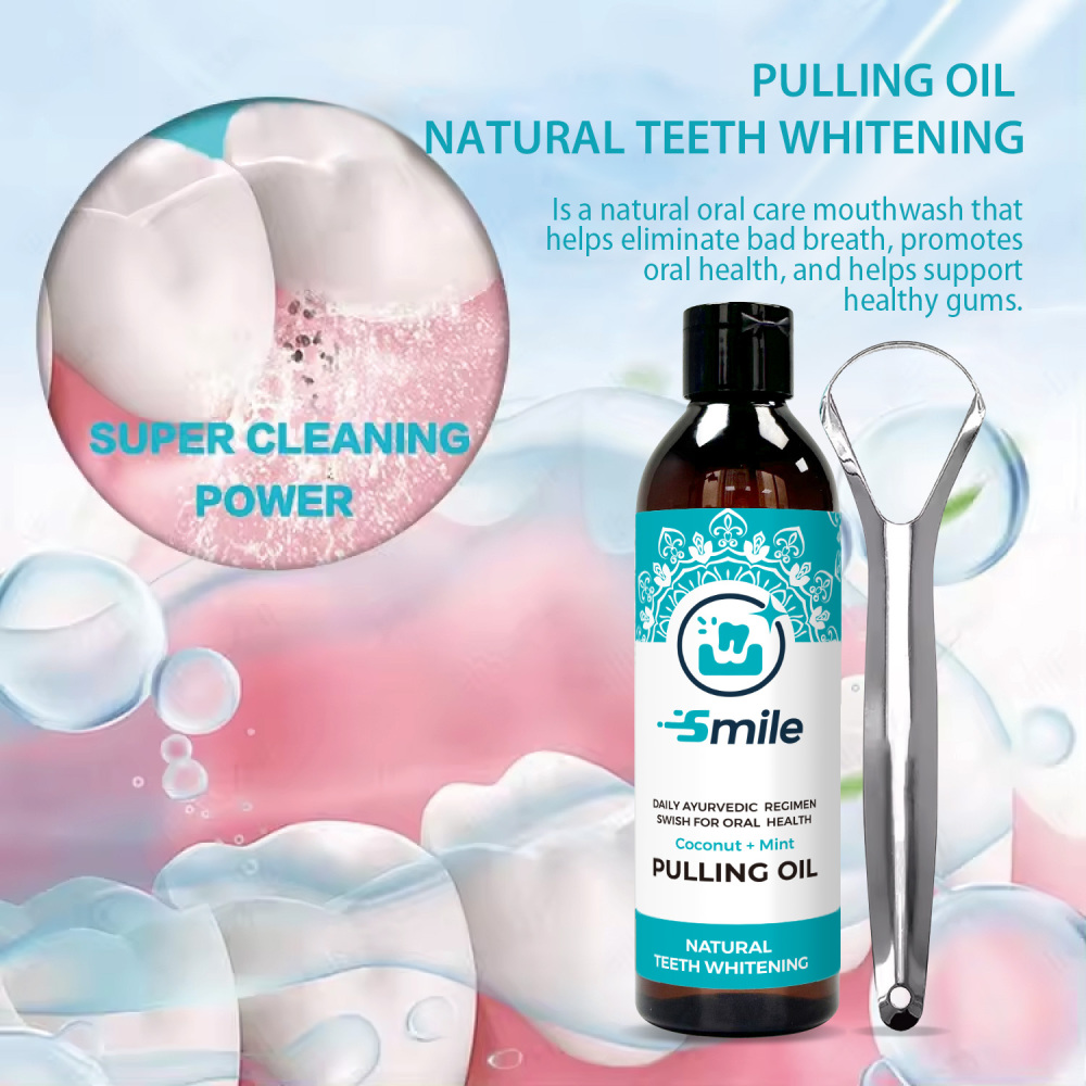 Vitamins Whitening Mouthwash Fresh Breath Coconut Oil Pulling for Happy Teeth Gums 8FL OZ(237ml）