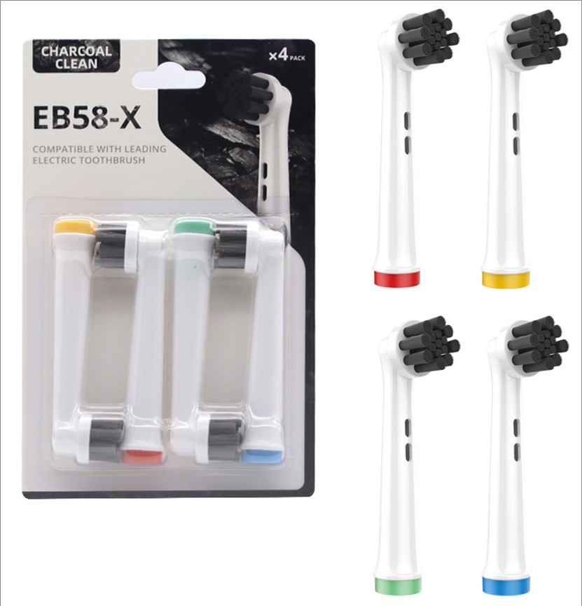 Bamboo charcoal cleaning Electric Toothbrush Replacement Head for Oral-B (4pcs in 1 pack) EB58-X-J
