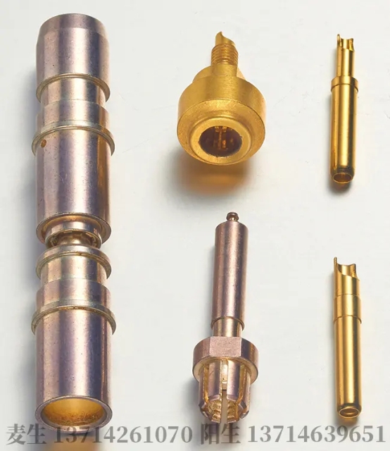 Copper hole parts, pin parts, copper parts, copper pins, copper sockets, spring copper pins, gold plating